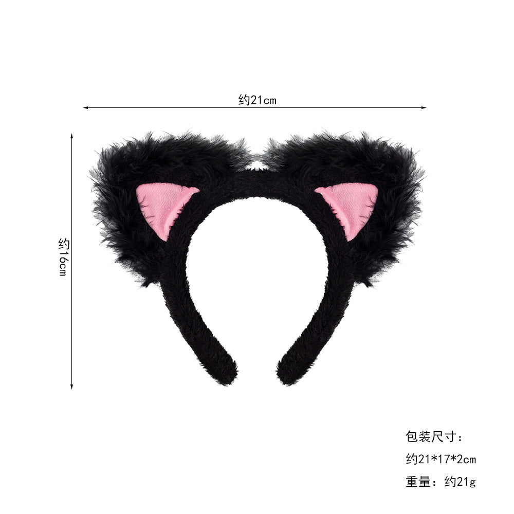 Halloween Animal Headband Cat Ears Fluffy Hair Band