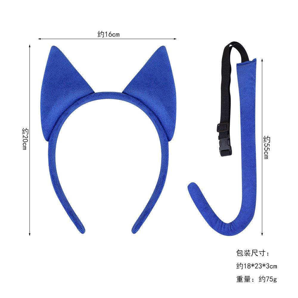 Blue Cat Ear Headband For Kids Halloween Costume Party