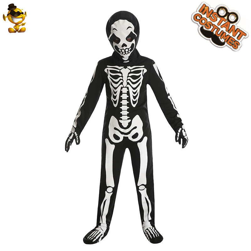 Halloween Kids Skeleton Costume White Full Body Party Outfit