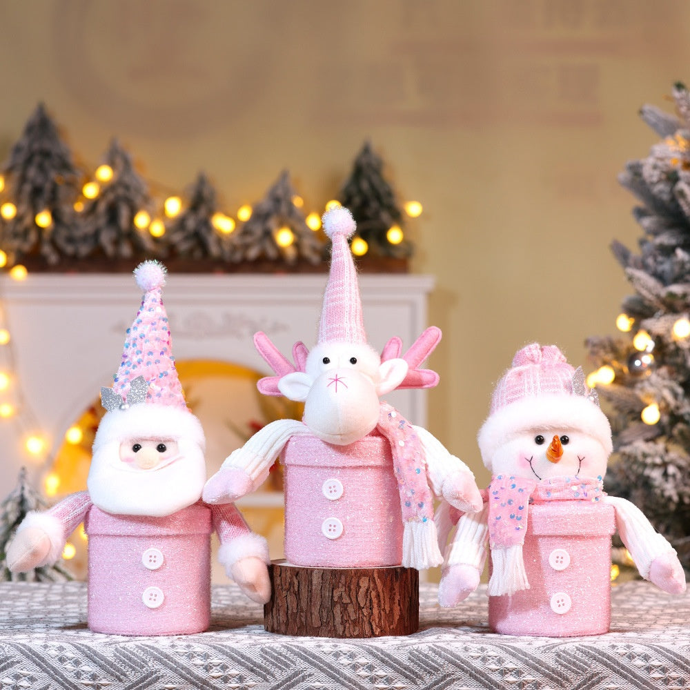 Christmas Apple Candy Gift Box With Santa Snowman Reindeer