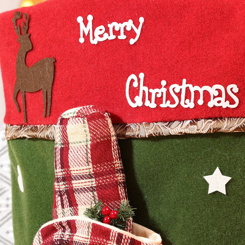 Christmas Chair Cover Santa Snowman 3D Plush Home Decor