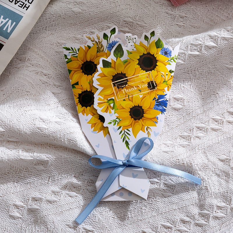3D Cross-Border Bouquet Butterfly Gold Foil Greeting Card Valentine Christmas Thank You Gift Note