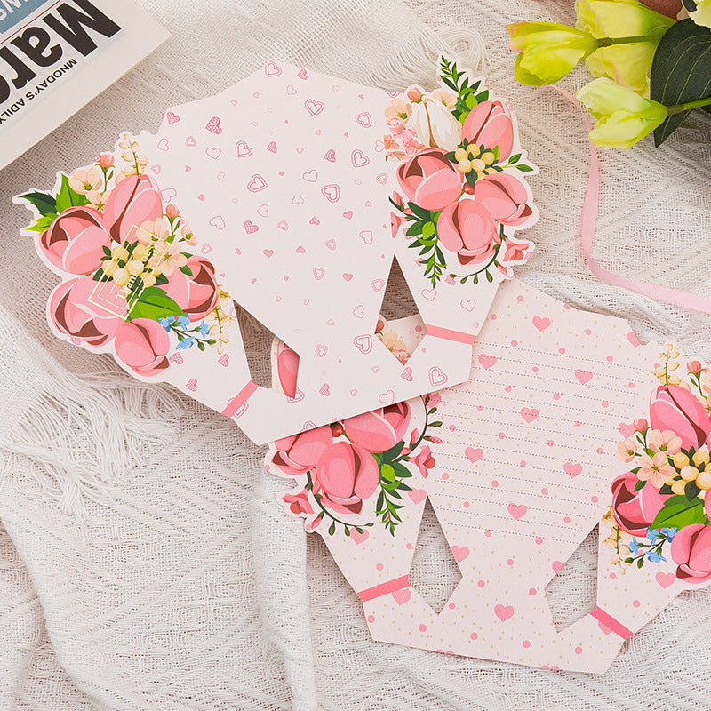 3D Cross-Border Bouquet Butterfly Gold Foil Greeting Card Valentine Christmas Thank You Gift Note