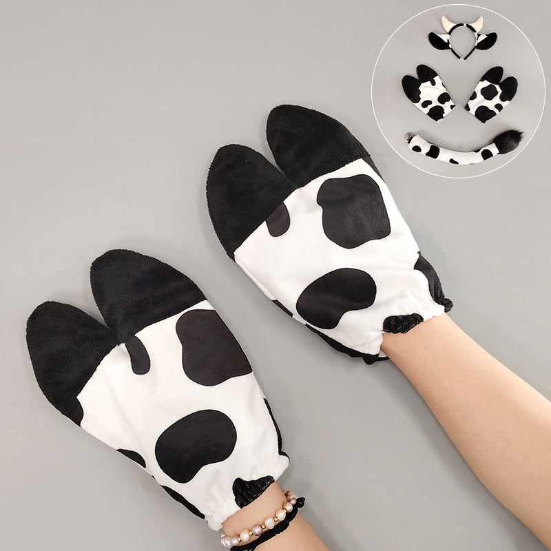 Halloween Cow Headband Ears Tail Costume Set Kids