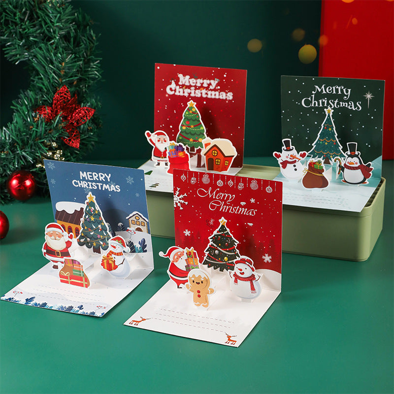 3D Christmas Greeting Cards With Folding Design For New Year, Thanksgiving, And Peace Night Gifts