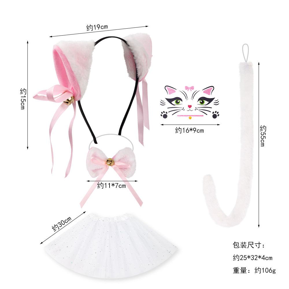 Halloween Black Cat Ears Headband With Bell Costume