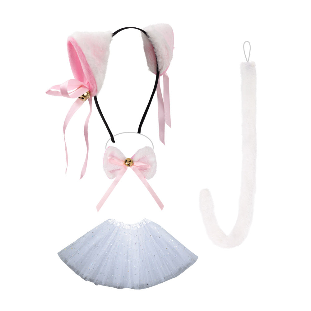 Halloween Black Cat Ears Headband With Bell Costume