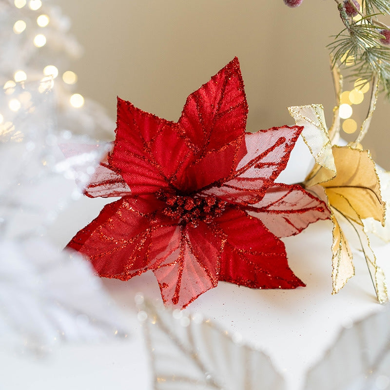25Cm Mesh Christmas Tree Flower