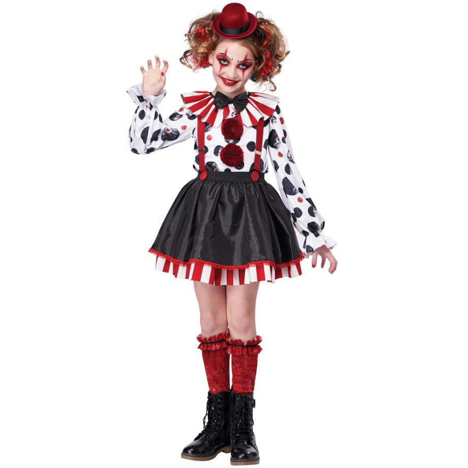 Adult Clown Cosplay Costume Halloween Stage Performance Vampire Skeleton