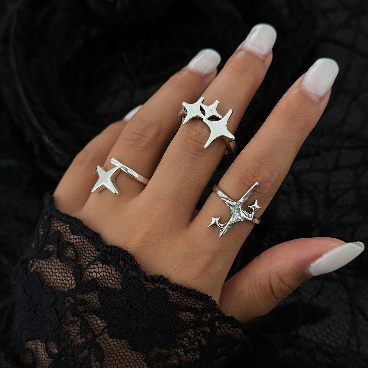 Dark Skull Heart Open Ring Halloween Star Sword Hand Jewelry