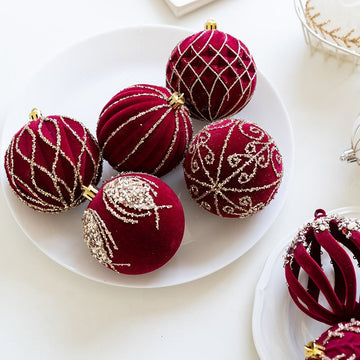 8Cm Red Velvet Christmas Ball Box