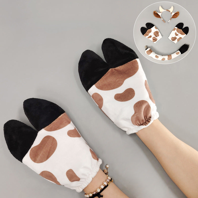 Halloween Cow Headband Ears Tail Costume Set Kids