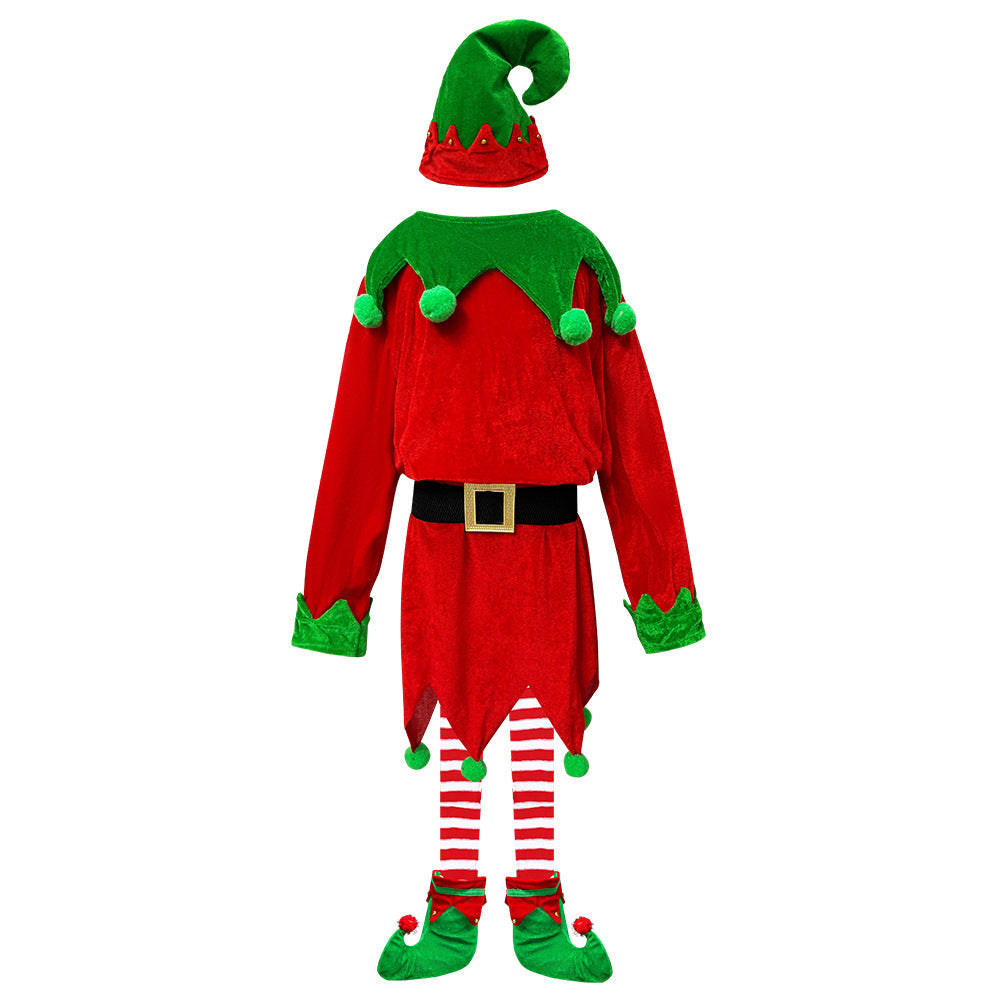 Christmas Clown Costume For Kids Green Elf Halloween