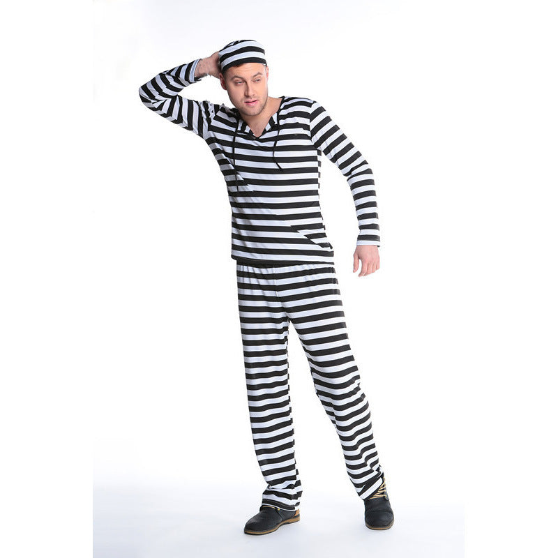 Women's Prisoner Costume Halloween Role Play Stage Performance