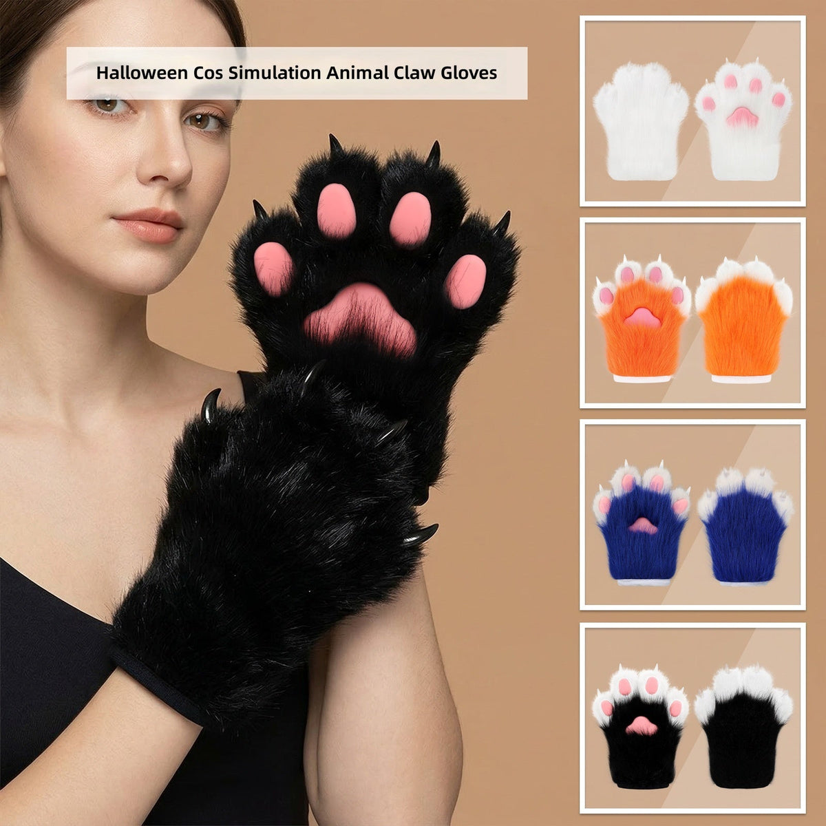 Fursuit Parts Plush Cat Paw Fox Gloves Cosplay Resin Nails In Stock