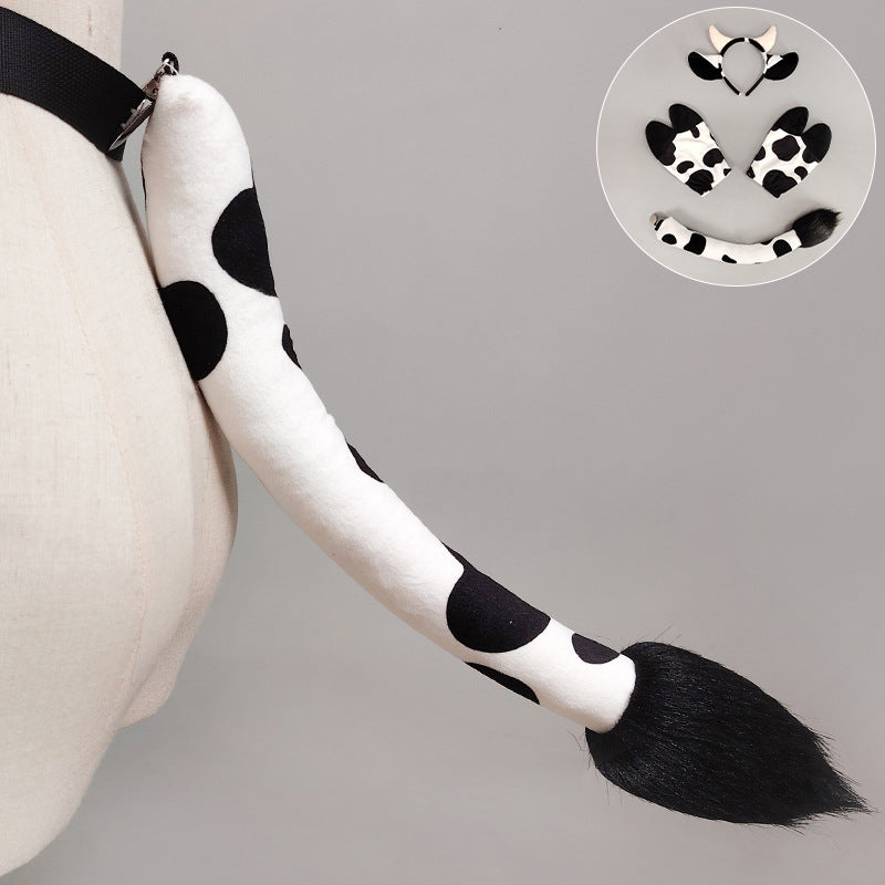 Halloween Cow Headband Ears Tail Costume Set Kids
