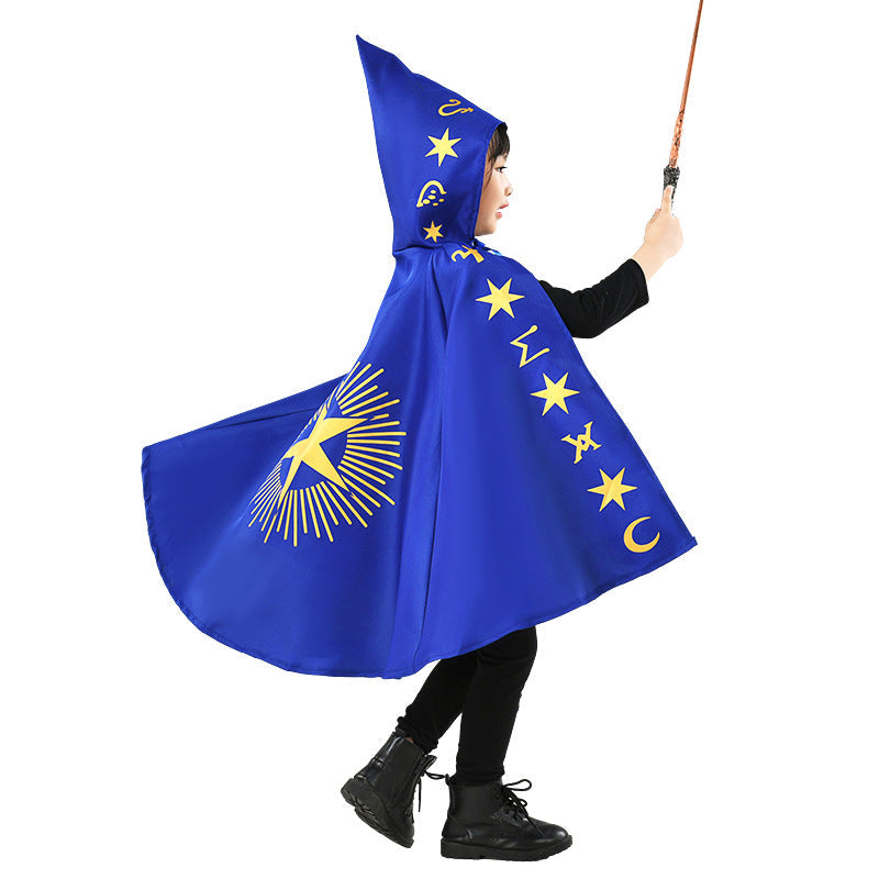Halloween Wizard Cape Cloak Costume For Kids Party