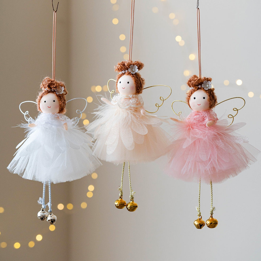 Christmas Decor Petal Mesh Skirt Angel Girl Pendant