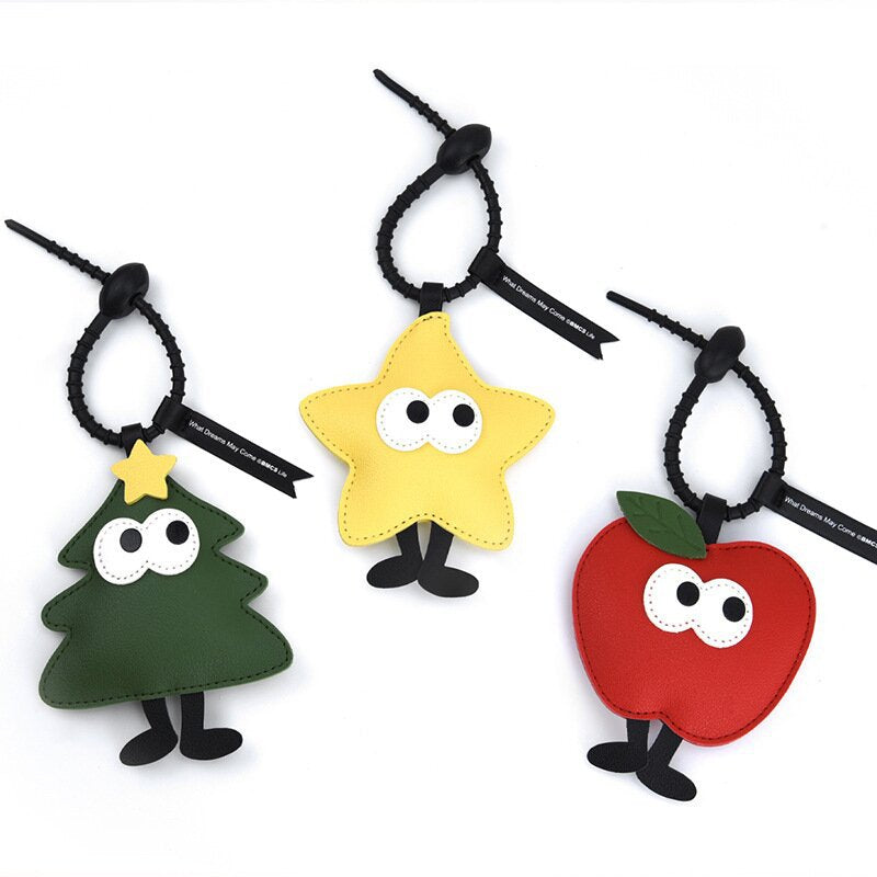 Christmas Apple Car Keychain Leather Bag Charm Ornament
