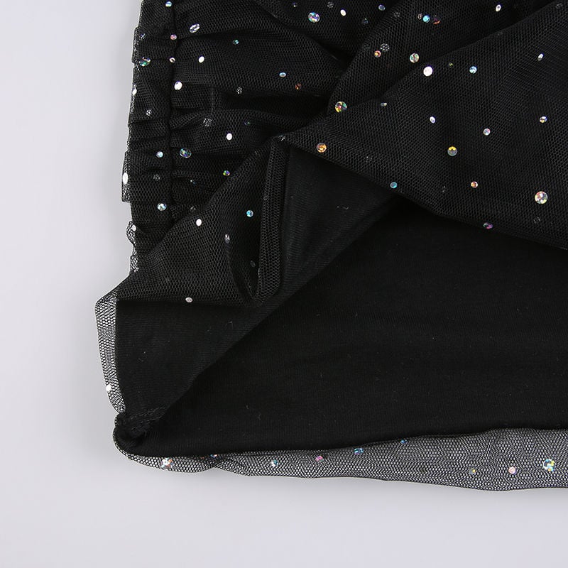 GLITTER OFF-SHOULDER EVENING DRESS