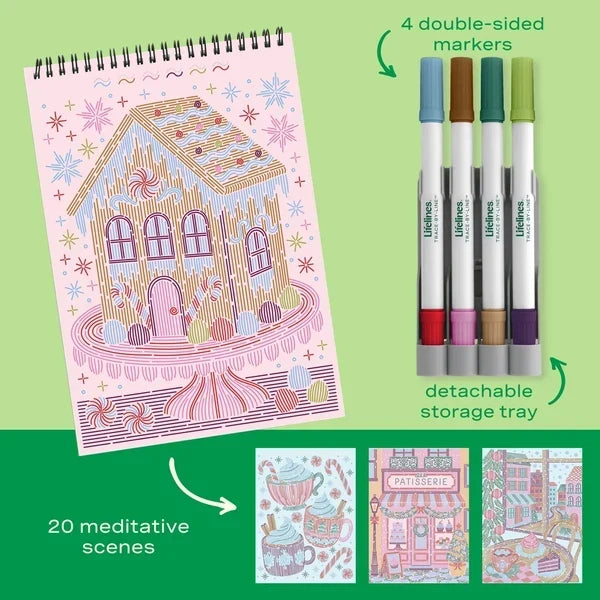 Lifelines FlowArt Trace-By-Line - Gingerbread Delights - Holiday Meditative Art