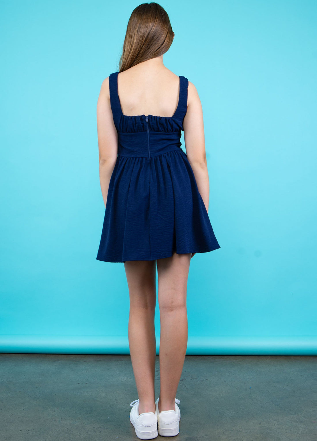Ruched Front Low Waisted Dress