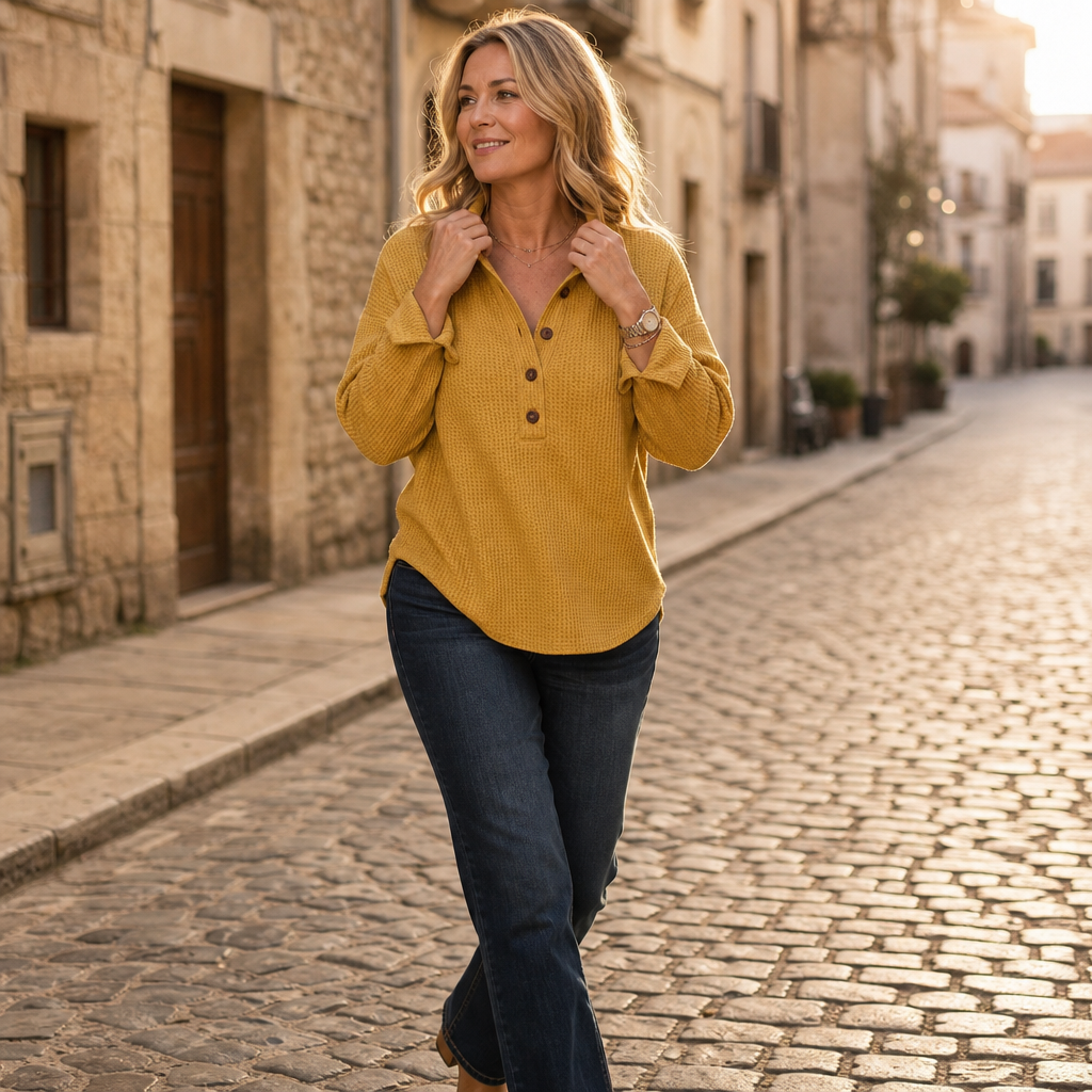 Knit Button Henley Top