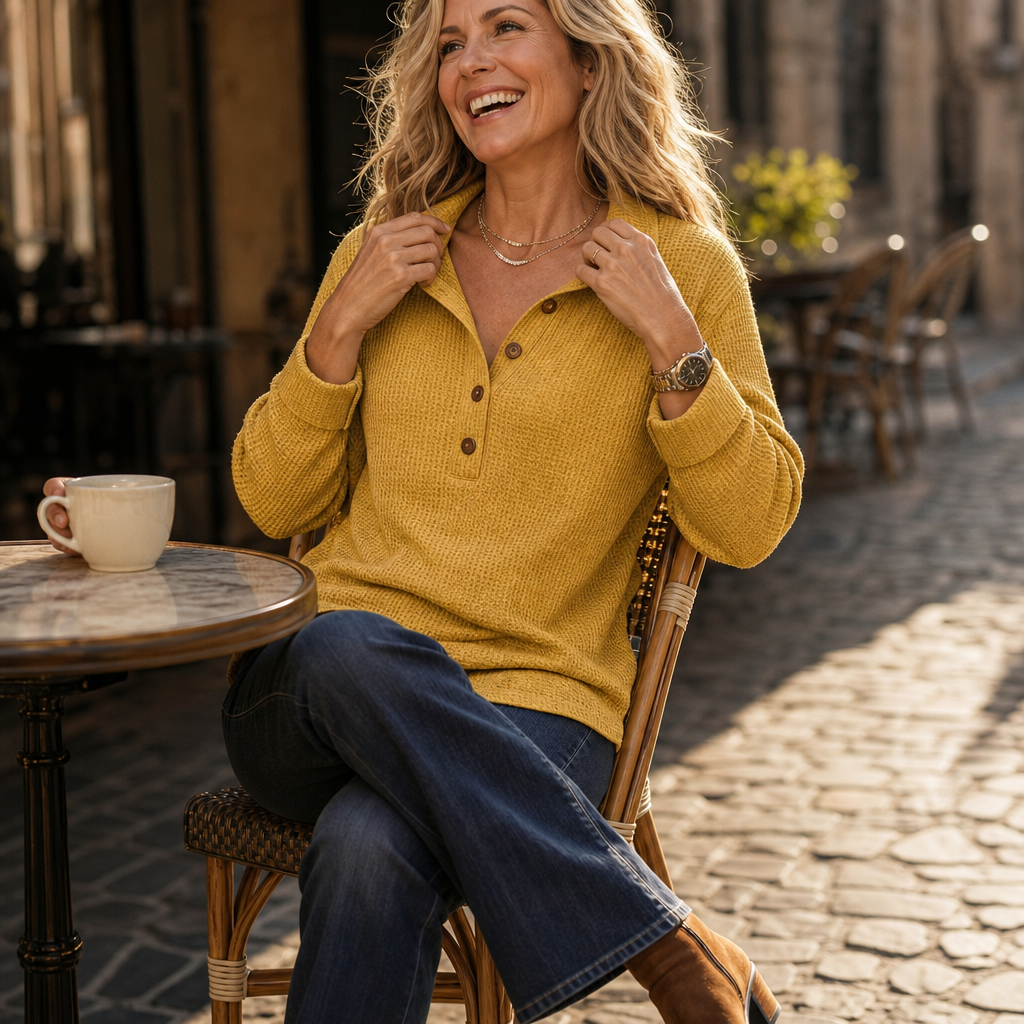Knit Button Henley Top