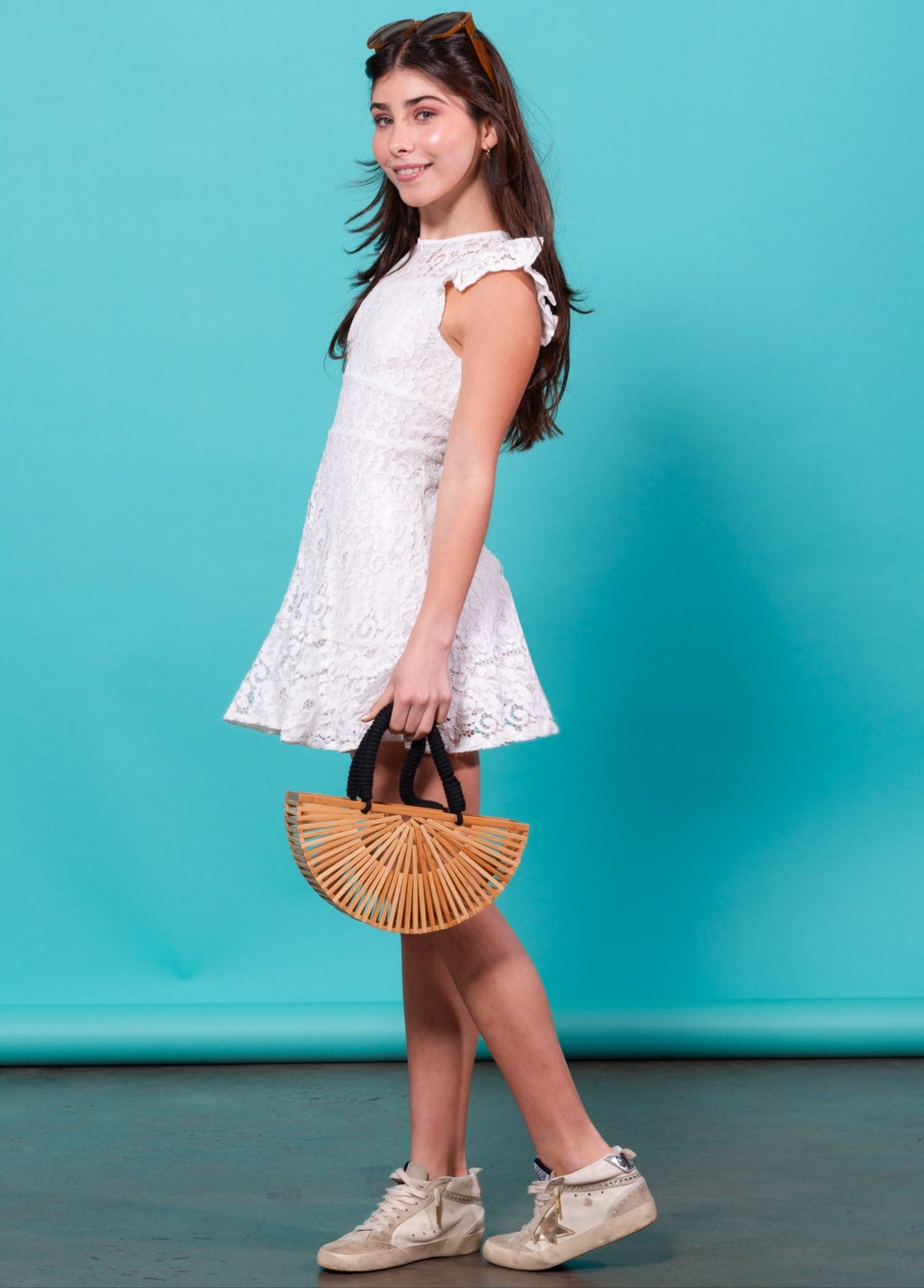 LUNA Lace Fit &  Flare Ruffle Dress