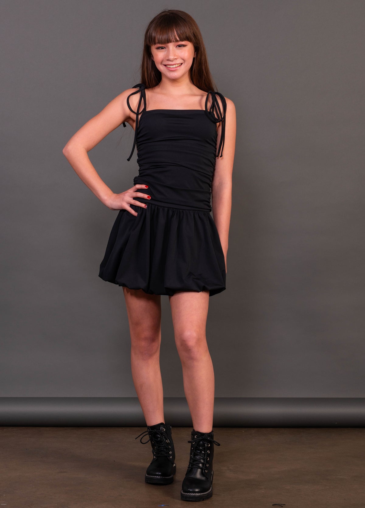 Tie Straps Ruched Bubble Dress