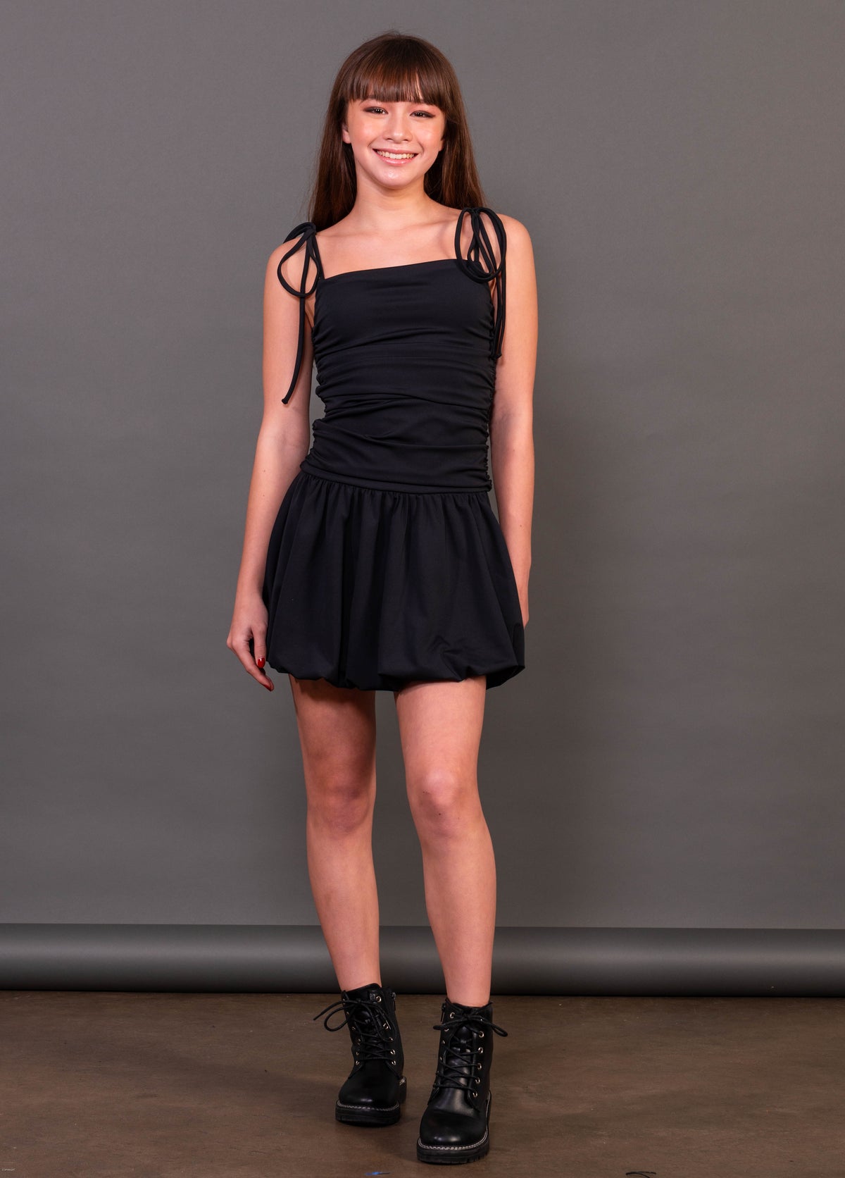 Tie Straps Ruched Bubble Dress