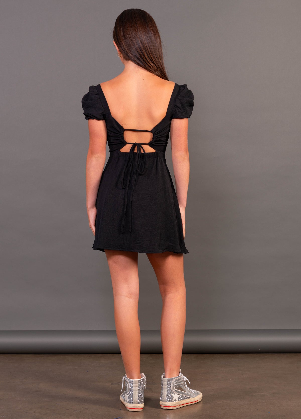 Puff Sleeves Open Back  Dress