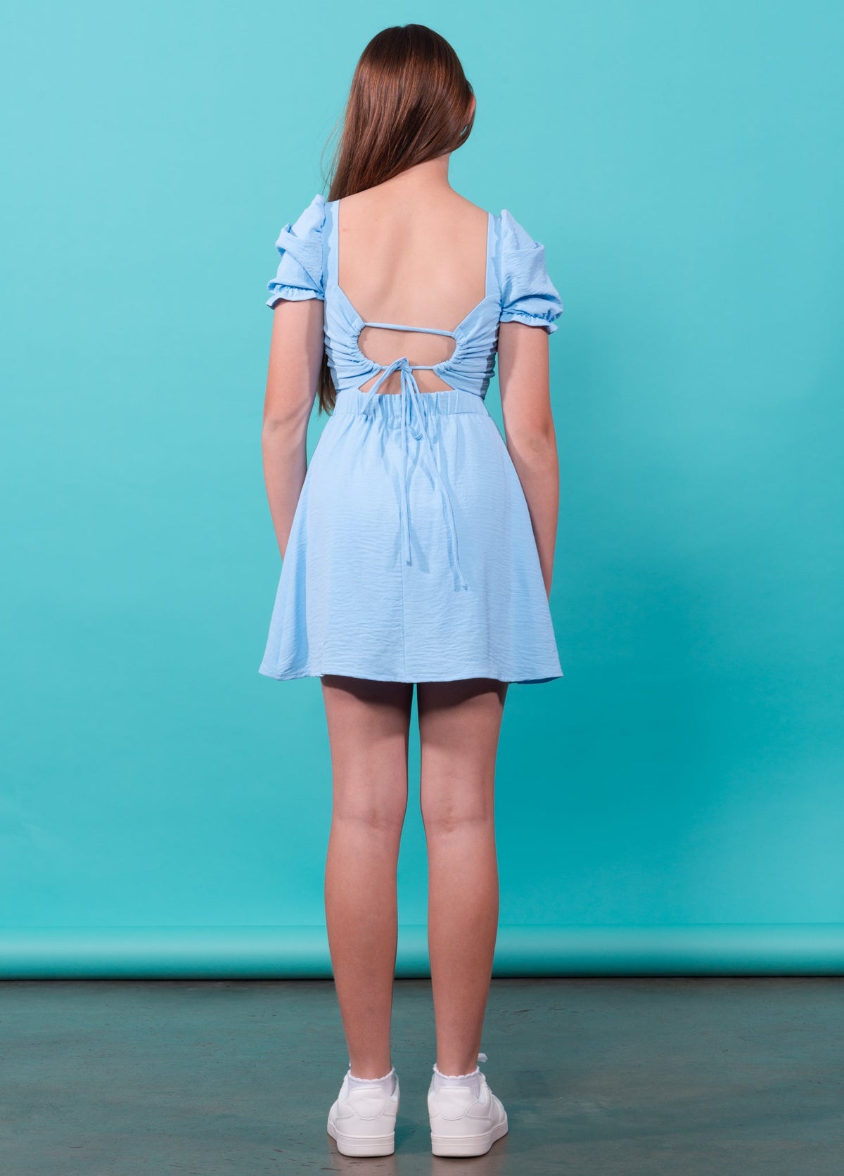 Puff Sleeves Open Back  Dress