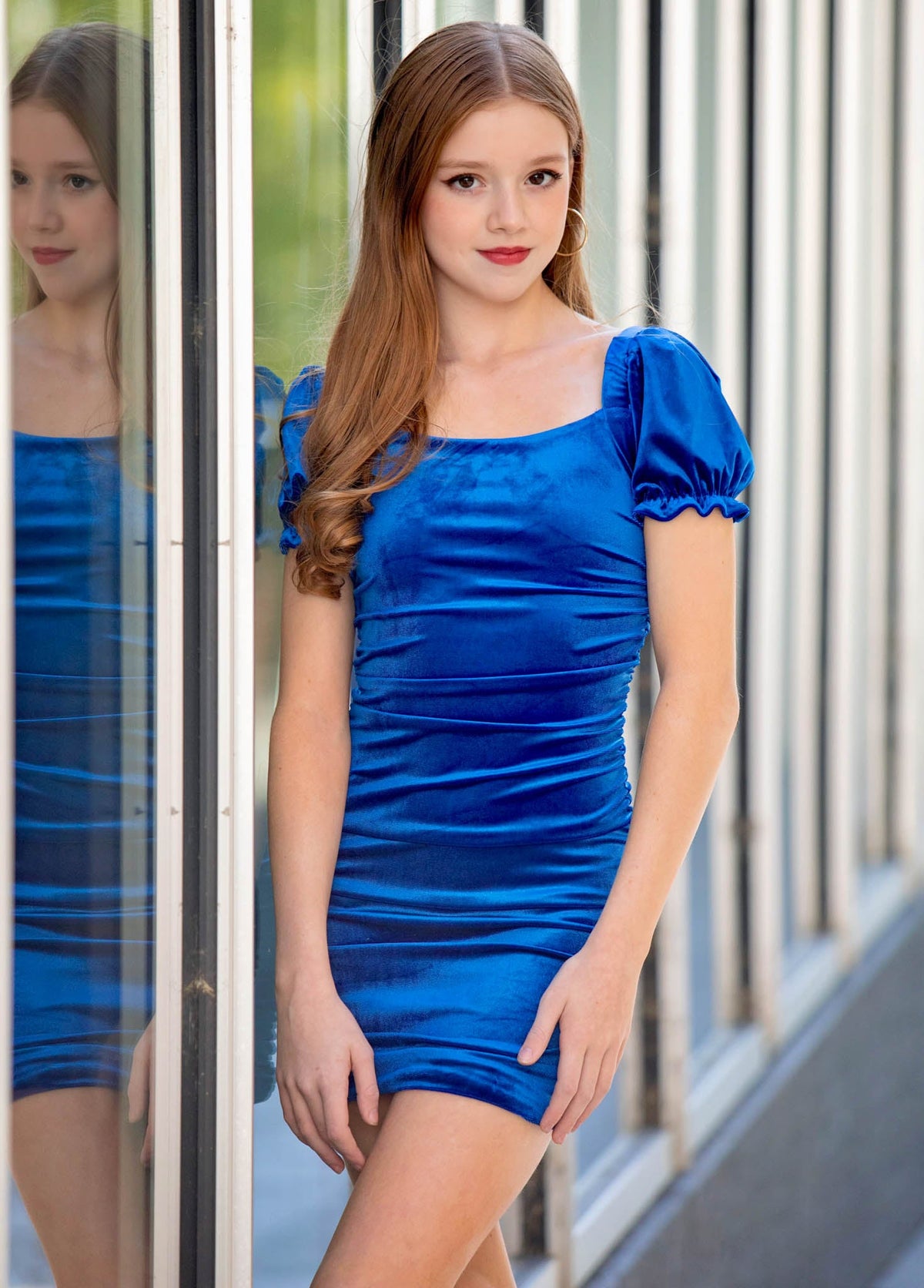 Puff Sleeves Ruched Dress